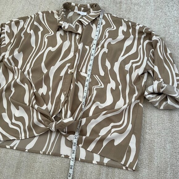 Korye Boho Tab Sleeve Tie Front Blouse Top 2X - Picture 5 of 9